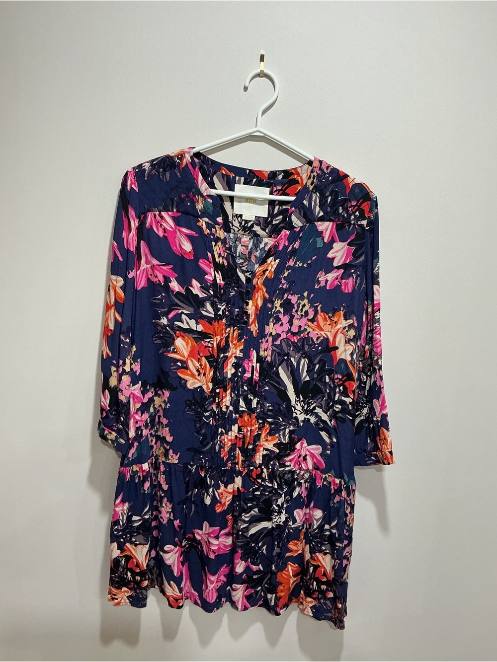 Anthropologie Maeve Floral Caravane Floral Pintuck Tunic Dress size medium